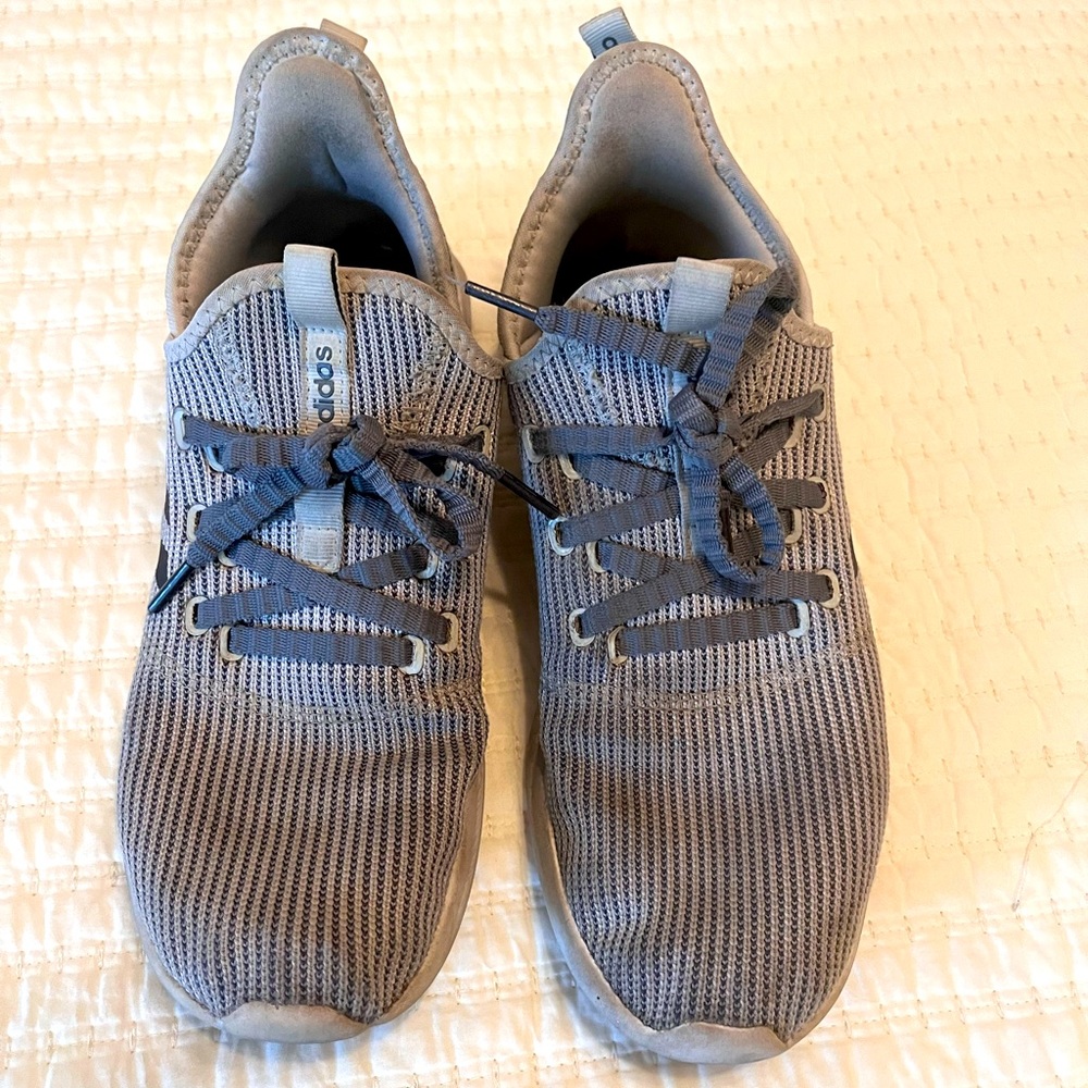 Grey striped Adidas shoes, size 11